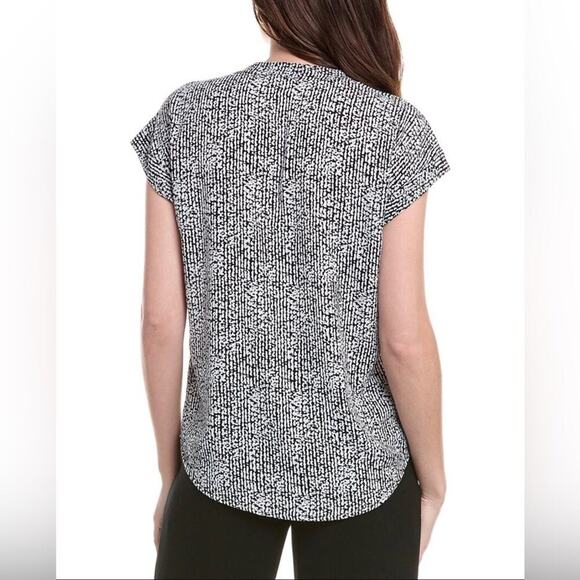 Vince Camuto Open Placket White Black Sleeveless Top Women's Size S - Picture 2 of 11